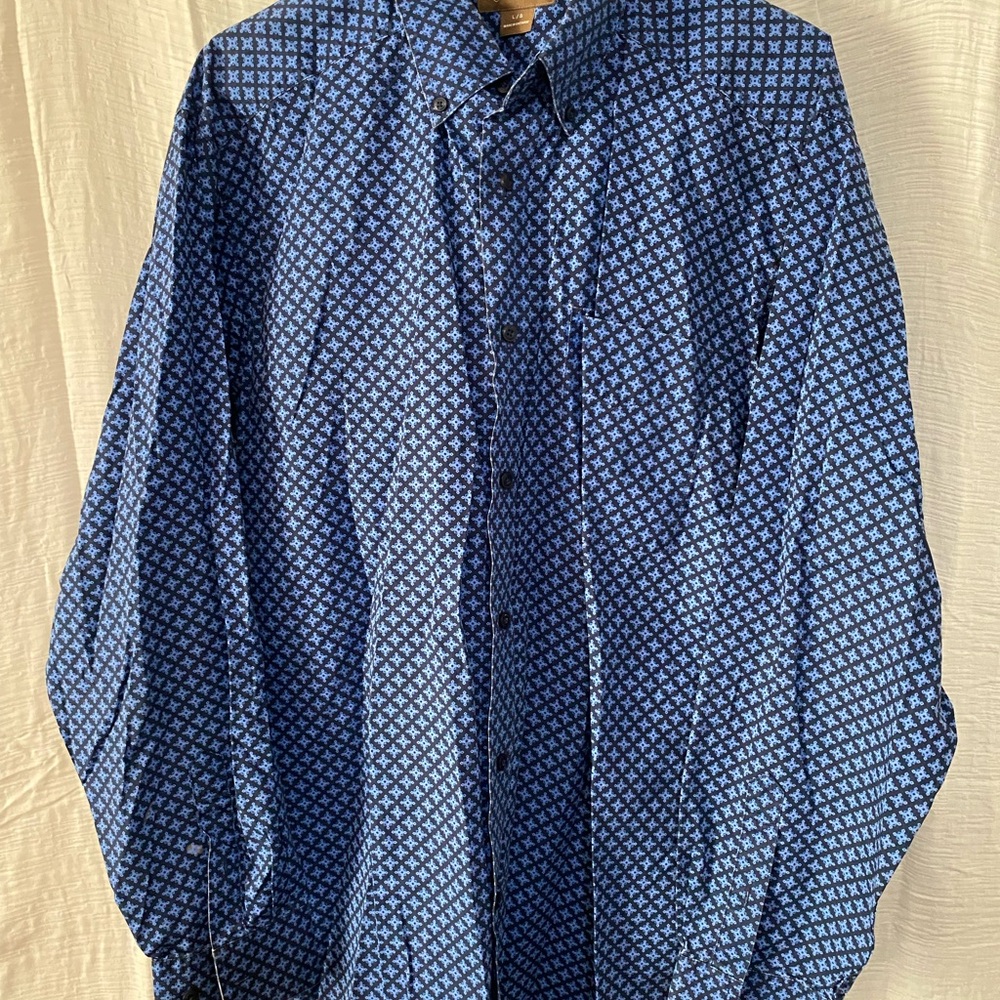 Ariat Blue Button Down Shirt with Geometric Pattern